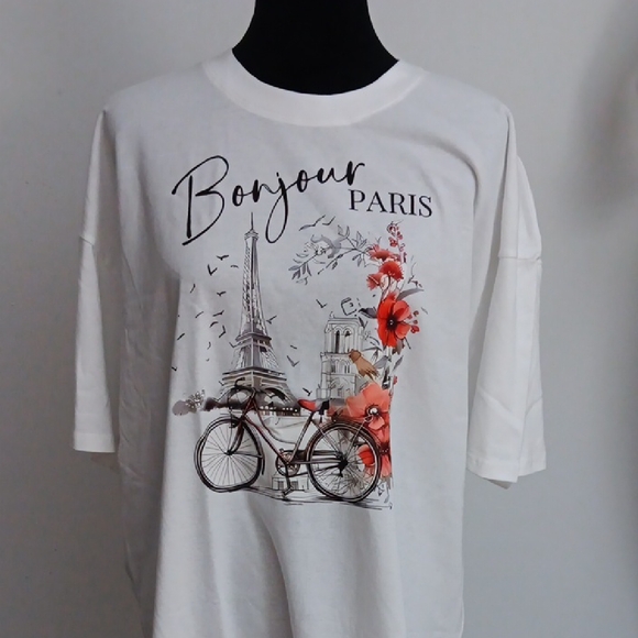 COPY - Cute Imported Graphic Tee with Paris Print Size XXL - Picture 1 of 4